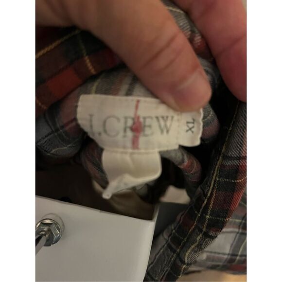 J. Crew Y2K Distressed Flannel Cotton Plaid Long Sleeve. Size XL - Picture 3 of 6